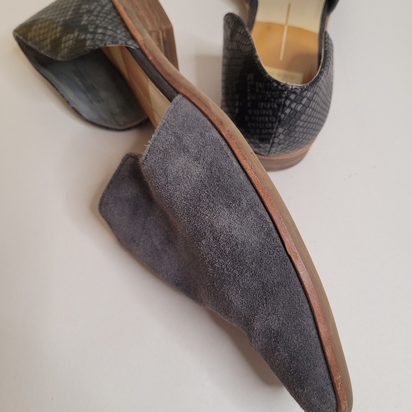 Dolce Vita Kelsa Leather Flats 10 Gray Snakeskin Heel Slip On D'Orsay Loafers - Picture 7 of 9